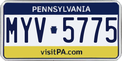 PA license plate MYV5775