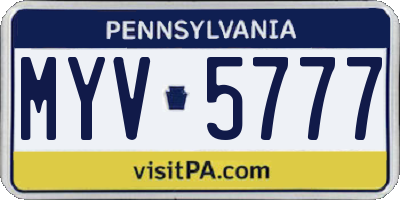 PA license plate MYV5777