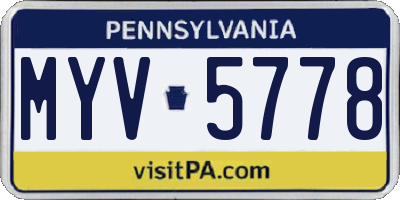 PA license plate MYV5778