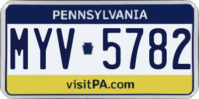 PA license plate MYV5782