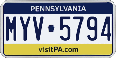 PA license plate MYV5794