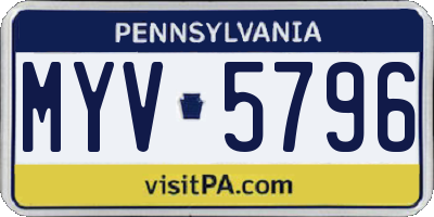 PA license plate MYV5796