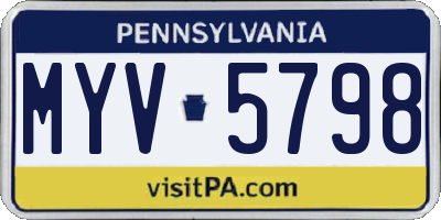 PA license plate MYV5798