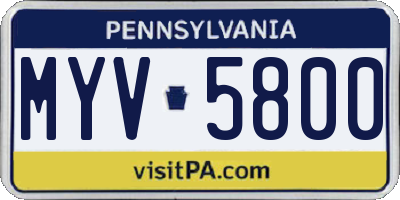PA license plate MYV5800