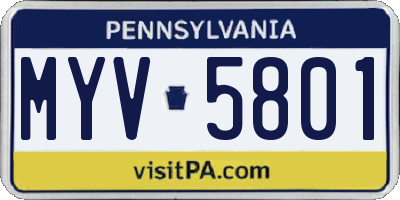 PA license plate MYV5801