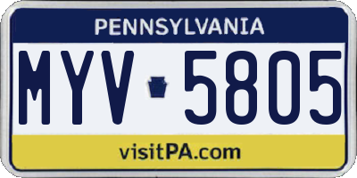 PA license plate MYV5805
