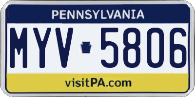 PA license plate MYV5806