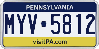 PA license plate MYV5812