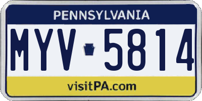 PA license plate MYV5814
