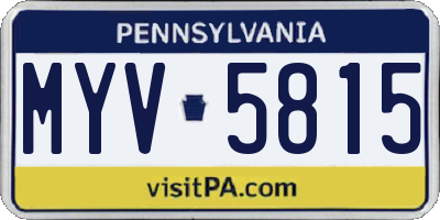 PA license plate MYV5815