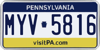 PA license plate MYV5816