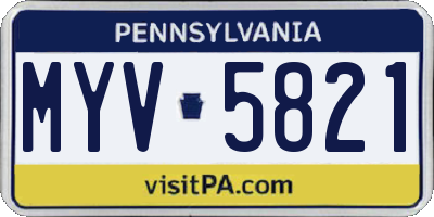PA license plate MYV5821