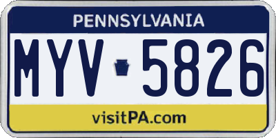 PA license plate MYV5826