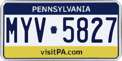 PA license plate MYV5827