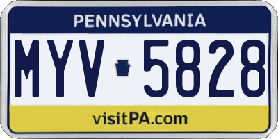 PA license plate MYV5828