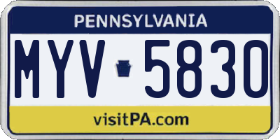 PA license plate MYV5830