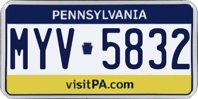 PA license plate MYV5832