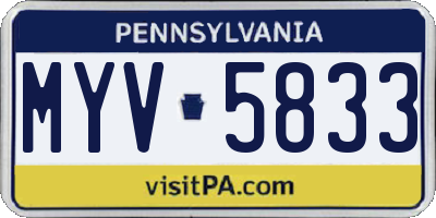 PA license plate MYV5833