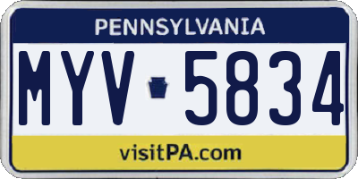 PA license plate MYV5834