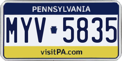 PA license plate MYV5835