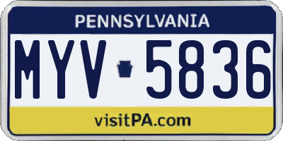 PA license plate MYV5836