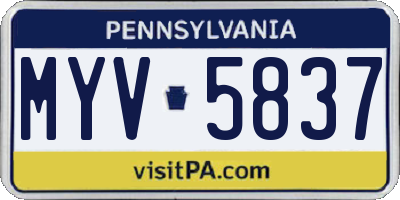 PA license plate MYV5837