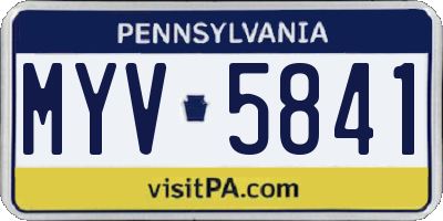 PA license plate MYV5841