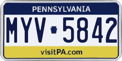PA license plate MYV5842