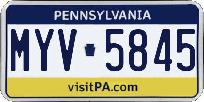 PA license plate MYV5845