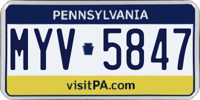 PA license plate MYV5847