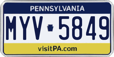 PA license plate MYV5849