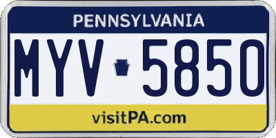 PA license plate MYV5850