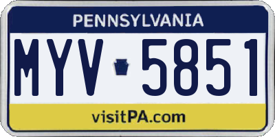 PA license plate MYV5851