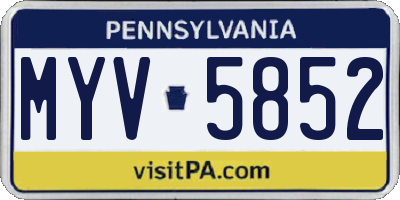 PA license plate MYV5852