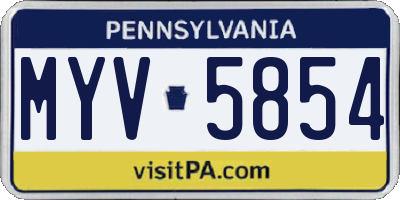 PA license plate MYV5854