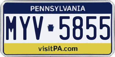 PA license plate MYV5855