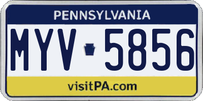 PA license plate MYV5856