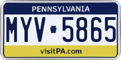 PA license plate MYV5865