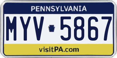 PA license plate MYV5867