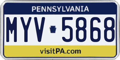 PA license plate MYV5868