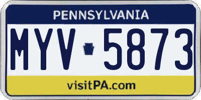 PA license plate MYV5873