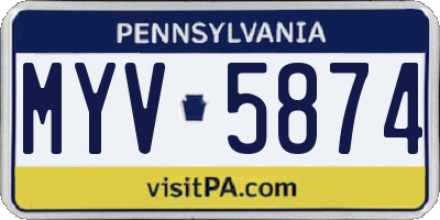 PA license plate MYV5874