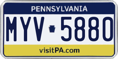 PA license plate MYV5880