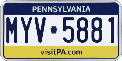 PA license plate MYV5881