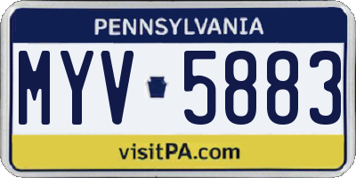 PA license plate MYV5883