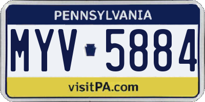PA license plate MYV5884