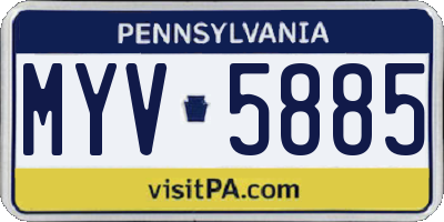 PA license plate MYV5885