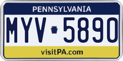 PA license plate MYV5890