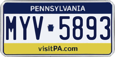 PA license plate MYV5893