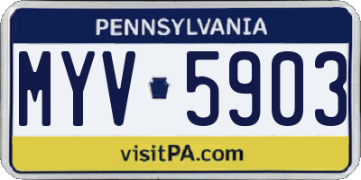 PA license plate MYV5903